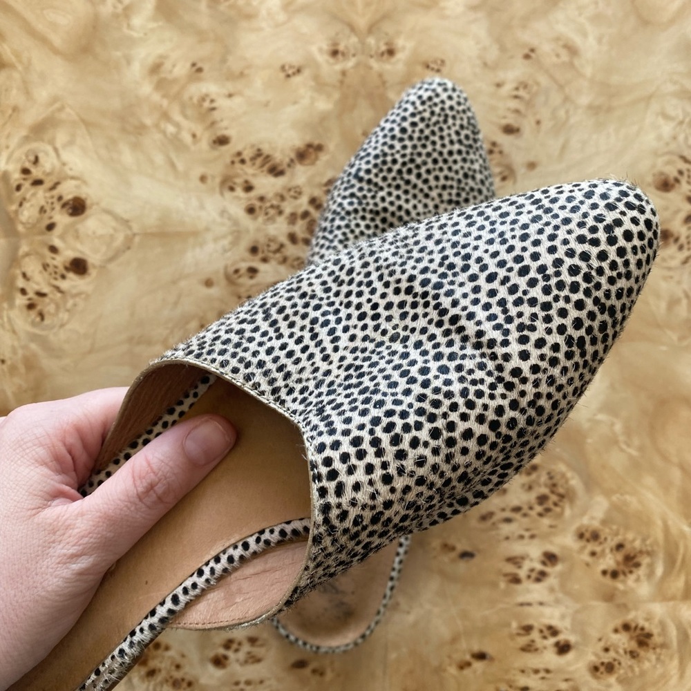Madewell Remi Slip On Mules in Spotted Calf Hair - 7.5